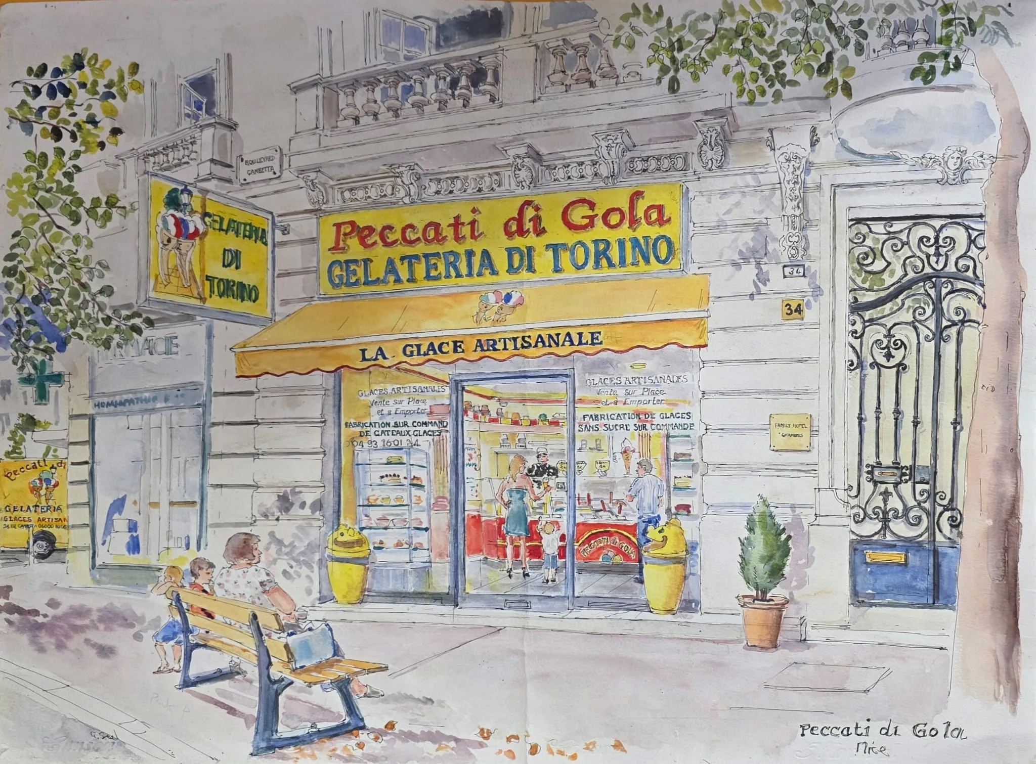 Dessin à la main de la boutique Peccati Di Gola